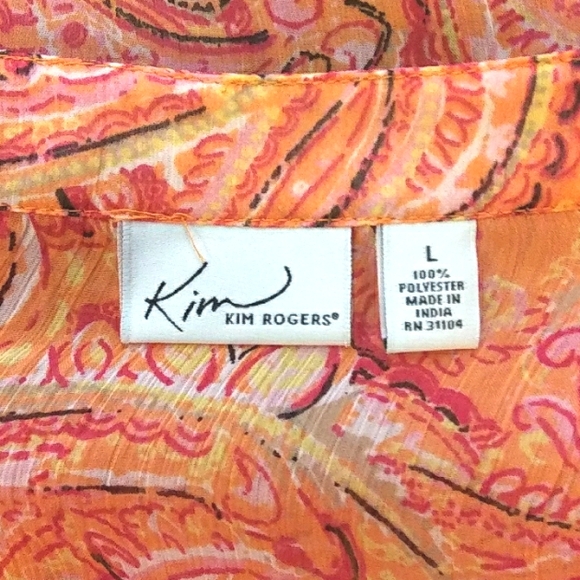 Kim Rogers Orange Coral Long Sleeve Buttoned Tunic with Camisole - Picture 8 of 10